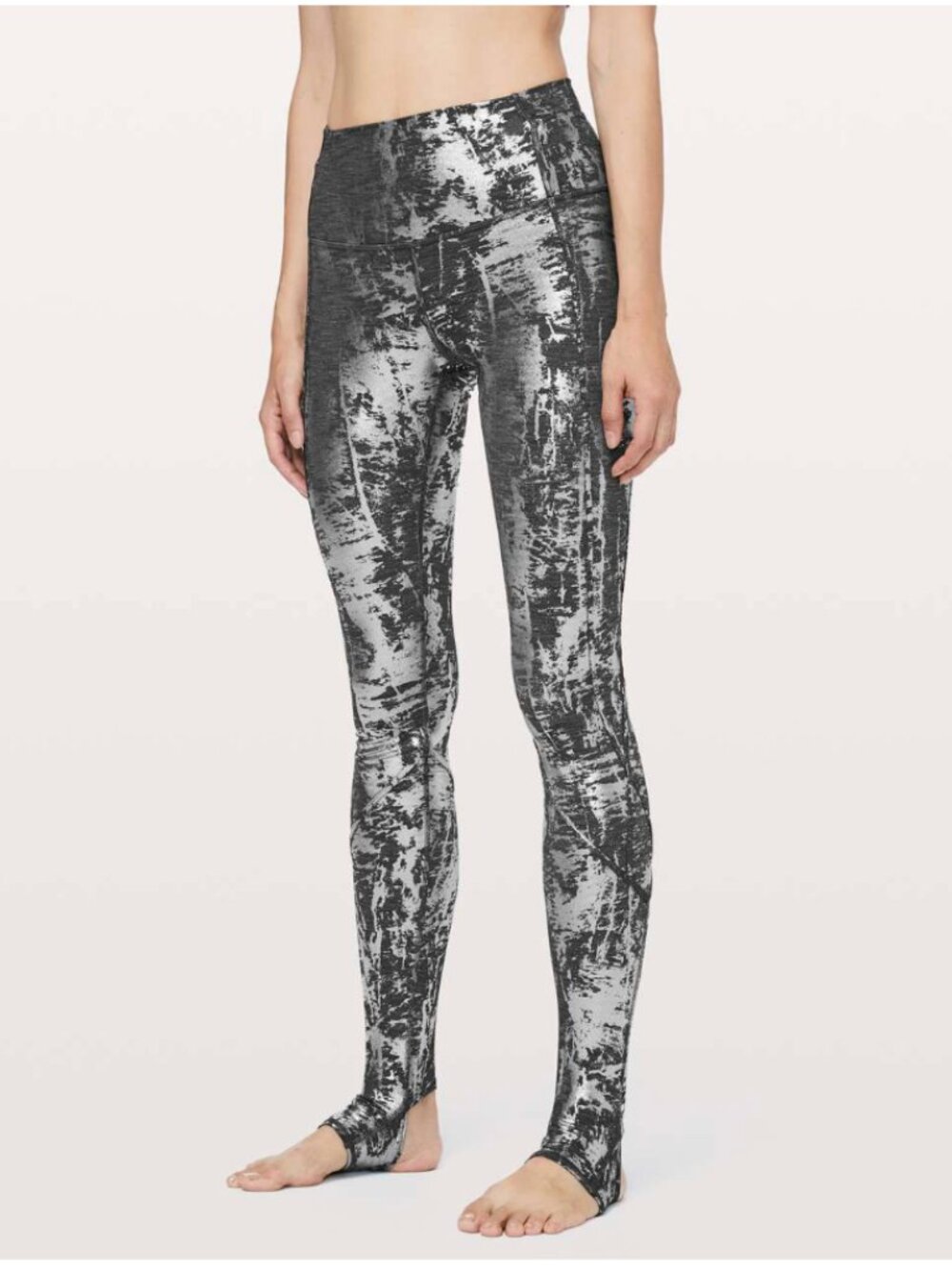 lululemon athletica Metallic Black & Silver Patterned Leggings women’s size 8